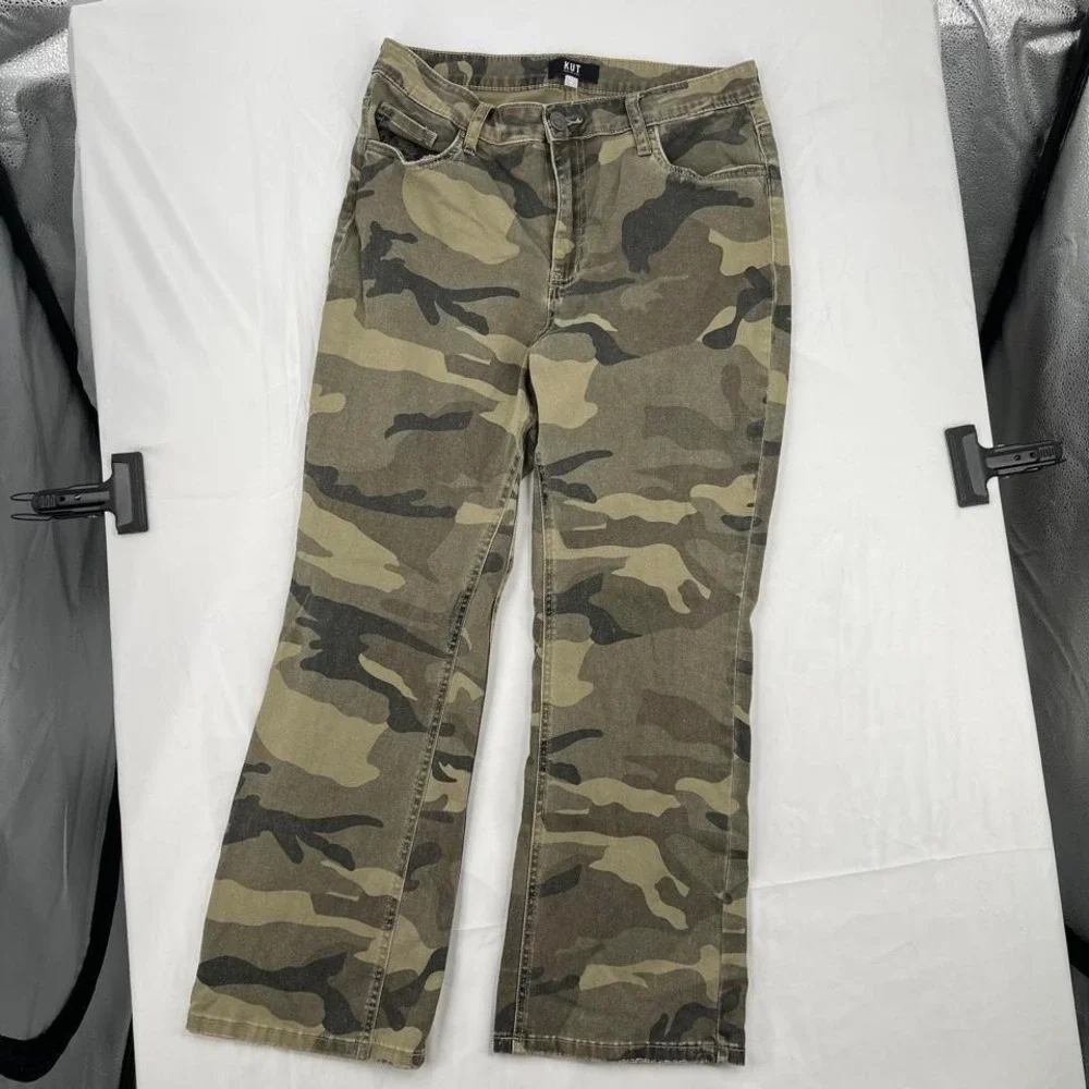 Kut From The Cloth Army Camo Bootcut Flare Jeans High Rise 10 Grunge Utility